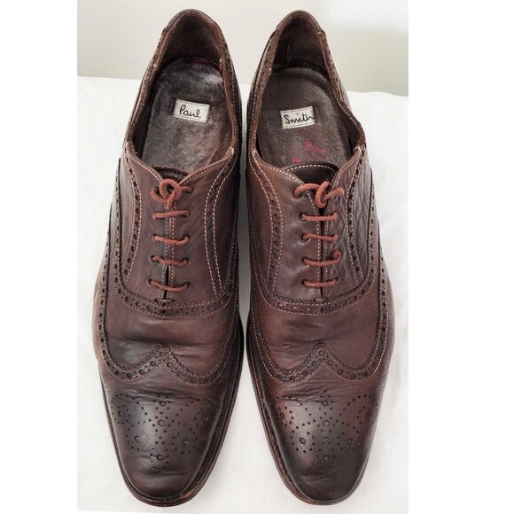 Paul Smith Mens Brown Leather Brogue Wingtip Lace Up Dress Shoes 9.5